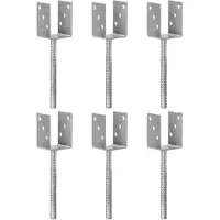 vidaXL Grondankers 6 st 7x6x30 cm gegalvaniseerd staal zilverkleurig