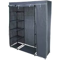 Bathroom Solutions Mobiele kledingkast/garderobekast met legplanken - opvouwbaar - grijs - 167 x 141 cm cm - Campingkledingkasten