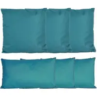 Anna's Collection Bank/tuin kussens set - binnen/buiten - 6x stuks -petrol blauw - In 2 formaten laag/hoog - Sierkussens