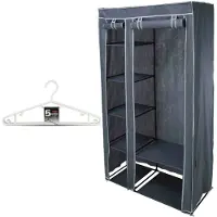 Bathroom Solutions Mobiele kledingkast/garderobekast incl 10x hangers - opvouwbaar - grijs - 174 cm - Campingkledingkasten