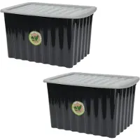 Bathroom Solutions 3x stuks Opbergdozen/organizers met deksel - kunststof - 27L - Opbergbox