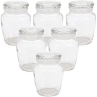 Excellent houseware Kruidenpotjes/voorraadpotjes - 6x stuks - glas - transparant - 150 ml - Voorraadpot