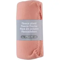 Excellent houseware Polyester fleece deken/dekentje/plaid 170 x 130 cm zalm roze - Plaids