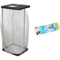 Bathroom Solutions Staande vuilniszakhouder prullenbak zwart 60L incl. 15x vuilniszakken - Prullenbakken