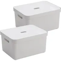 Sunware Sigma Home Opbergbox 32L - set van 2 - lichtgrijs/transparant