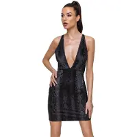 Cotelli Collection Sexy Slangenprint Jurk - Zwart