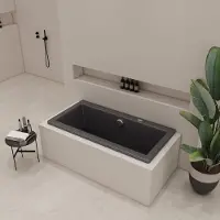 Xenz Society inbouw bubbelbad 170x75cm zwart mat elektronisch 12 aerojets chroom