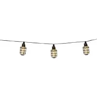 Grundig Lichtsnoer op Zonneenergie - Tuinverlichting 10 LED Lantaarns - 12 Lumen - Warm Wit Licht - Incl. Zonnepaneel - Batterijduur 8-6 Uur - Zwart