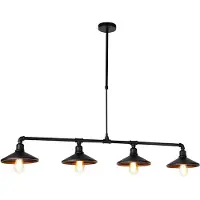 QAZQA Industriële hanglamp zwart 4-lichts - Laser
