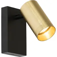 QAZQA Wandlamp zwart met goud verstelbaar met schakelaar - Jeana Luxe