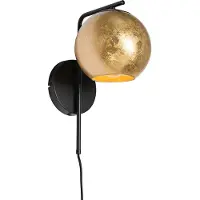 QAZQA Slimme wandlamp zwart met goud glas incl. WiFi A60 - Bert