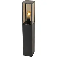 QAZQA Staande buitenlamp zwart met smoke 80 cm IP44 - Charlois