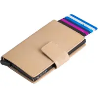 Figuretta Leren Cardprotector RFID Compact Creditcardhouder - Dames en Heren - Metallic Goud