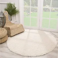 Muratap Loca shaggy rond vloerkleed creme hoogpolig- 200 cm rond
