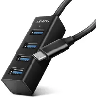 Axagon HUE-M1C, USB 3.2 Gen 1 (3.1 Gen 1) Type-C, USB 3.2 Gen 1 (3.1 Gen 1) Type-A, 5000 Mbit/s, Zwart, Aluminium, Ronde kabel