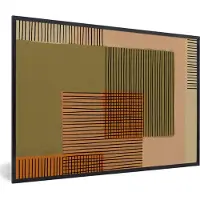 PosterMonkey Fotolijst incl. Poster - Abstract - Lijnen - Kubus - Patchwork - 120x80 cm - Posterlijst