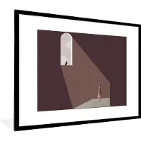 PosterMonkey Fotolijst incl. Poster - Vintage - Vogel - Abstract - Meisje - 80x60 cm - Posterlijst