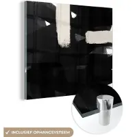 MuchoWow Glasschilderij 90x90 cm - Schilderij acrylglas - Abstract - Pastel - Minimalisme - Foto op glas - Schilderijen