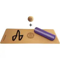 Samarali Purperen Yin Yoga Classic Set - Kurk Mat, Bolster & Massagebal - Natuurlijk en Ethisch