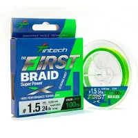 Intech FIRST Braid PE X4 #1.2 - Green - 0.185mm - 100m - 20lb/9.1kg - Gevlochten Lijn - Roofvis Vislijn