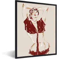 PosterMonkey Fotolijst incl. Poster - Portret - Vrouw - Rood - Abstract - 30x40 cm - Posterlijst