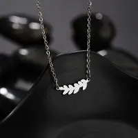 Fler | Trendy | Sierlijk | Minimalistische Damesketting | Collier RVS | Anker Schakel | Blad hanger | 42cm + 4cm | Roestvrij Staal | Kerstcadeau | Sinterklaas cadeau