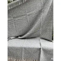 R&D Leder Wollen deken "Christie" - Grijs - Plaid - gestreept - 100% nieuwe wol - zacht - warm - licht - cadeau tip - 130x210cm