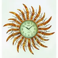 AMS W9639 - Wandklok - Analoog - Quartz uurwerk - Metaal - Rond - D70x5cm - Cifers - Oranje - Wit - Zwart