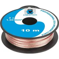 Cabletech Speaker kabel luidsprekersnoer CCA Transparant 2x 1.5mm mini haspel 10 meter