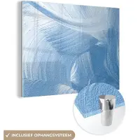 MuchoWow Glasschilderij 160x120 cm - Schilderij acrylglas - Acrylverf - Blauw - Design - Foto op glas - Schilderijen