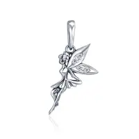 Fler | Bedel | Past op populaire bedel armbanden (standaard-3mm) | armbandbedel | Elfje | Fee | Sprookje | Fairy Charm | 925 Sterling Zilver | Zirkonia Transparant | Cadeau |