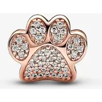 Fler | Roze Goudkleurige Bedels | Hondenpoot | Kristal | geschikt voor alle populaire bedelarmbanden (standaard - 3mm) | Bedels | Valentijnsdag cadeau | Sinterklaas kado | kerstcadeau