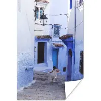 PosterMonkey Straat - Blauw - Deuren - Huizen