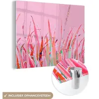 MuchoWow Glasschilderij 160x120 cm - Schilderij acrylglas - Zomer - Planten - Pastel - Foto op glas - Schilderijen
