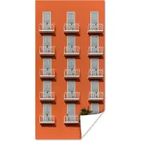 PosterMonkey Deur - Balkon - Architectuur - Palmboom - Oranje