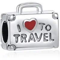 Fler | 925 Sterling Zilver Bedels | I Love To Travel Charm | Past op populaire bedel armbanden (standaard - 3mm) | armbandbedel | Bedel | Reizen bead