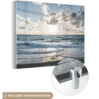 MuchoWow Glasschilderij 160x120 cm - Schilderij acrylglas - Zee - Wolken - Duitsland - Foto op glas - Muurdecoratie woonkamer - Wanddecoratie slaapkamer - Schilderijen