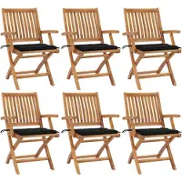 vidaXL Klapstoelen met kussens, 6-delig, massief teak hout