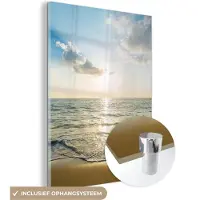 MuchoWow Glasschilderij 120x160 cm - Schilderij acrylglas - Zee - Zomer - Strand - Foto op glas - Schilderijen