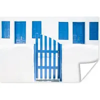 PosterMonkey Architectuur - Hek - Wit - Blauw - Deuren