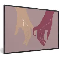 PosterMonkey Fotolijst incl. Poster - Handen - Kleuren - Abstract - Kunst - 90x60 cm - Posterlijst