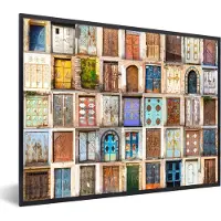 PosterMonkey Fotolijst incl. Poster - Deuren - Architectuur - Vintage - - 40x30 cm - Posterlijst