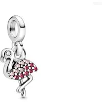 Fler | Bedel | Past op ME series armbanden (1.5 cm) en halskettingen | armbandbedel | Flamingo | Zomer | HangBedel Charm | 925 Sterling Zilver | Zirkonia licht en donker Roze| Cadeau |