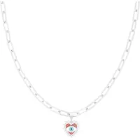 Oozoo Jewellery - zilverkleurige ketting met boze oog bedeltje - SN-2018