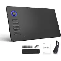 Veikk Tekentablet A15 Blauw - 10x6 inch - 5080 Lpi - grafische XL teken tablet - Batterij vrije pen - 12 sneltoetsen - tekenhandschoen