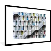 PosterMonkey Fotolijst incl. Poster - Deuren - Appartementen - Trappen - Kleurrijk - 120x80 cm - Posterlijst