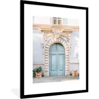 PosterMonkey Fotolijst incl. Poster - Deur - Architectuur - Blauw - Huis - 60x80 cm - Posterlijst