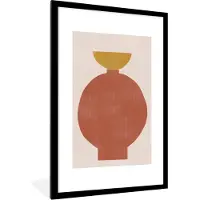 PosterMonkey Fotolijst incl. Poster - Vaas - Pastel - Lijnen - Geel - 80x120 cm - Posterlijst