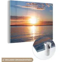 MuchoWow Glasschilderij 160x120 cm - Schilderij acrylglas - Zee - Zon - Kleuren - Foto op glas - Muurdecoratie woonkamer - Wanddecoratie slaapkamer - Schilderijen