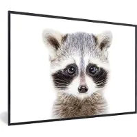 PosterMonkey Fotolijst incl. Poster - Wasbeer - Dieren - Natuur - Wit - 30x20 cm - Posterlijst